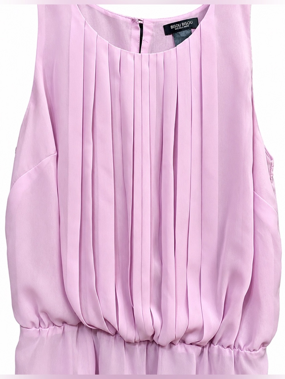 Bisou Bisou Michele Bohbot Pink Pleated Sleeveless Sheer Peplum Blouse XS - Picture 3 of 8
